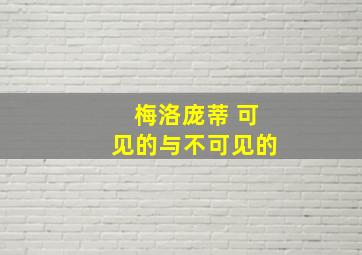 梅洛庞蒂 可见的与不可见的